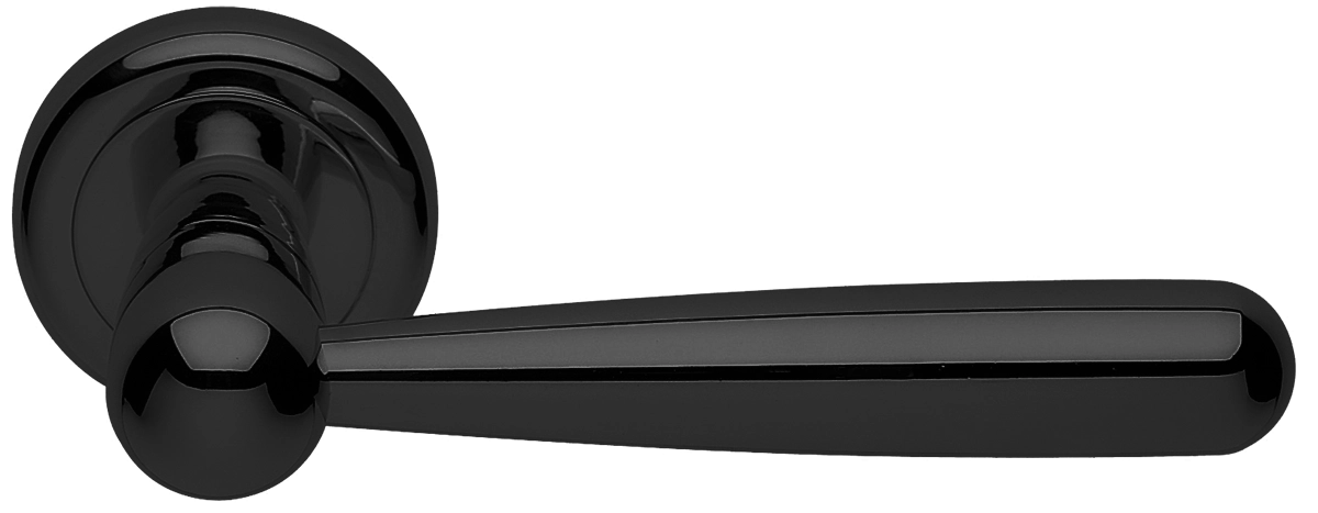 Ручка дверная PINOKKIO R4 NERO раздельная на круглой розетке, цвет - черный фото купить Тула