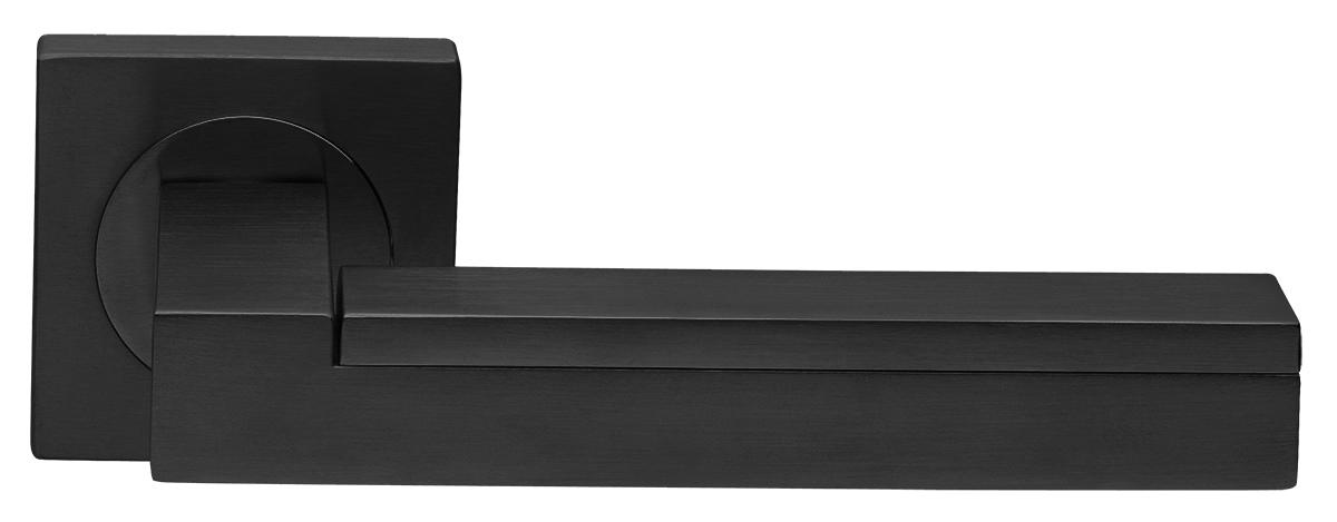 Ручка дверная ISLAND S2 NERO раздельная на квадратной розетке, цвет черный, латунь фото купить в Туле