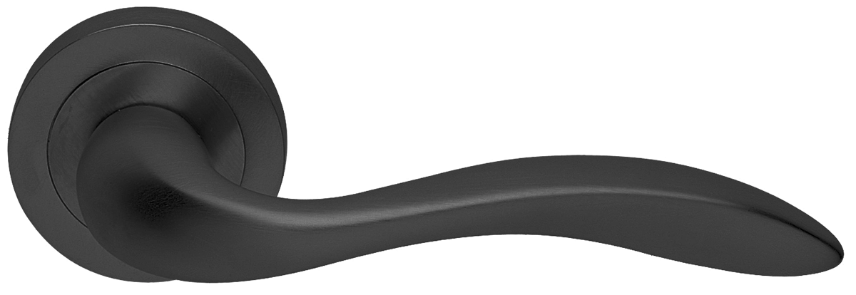 Ручка дверная LEON R2 NERO раздельная на круглой розетке, цвет черный, латунь фото купить в Туле