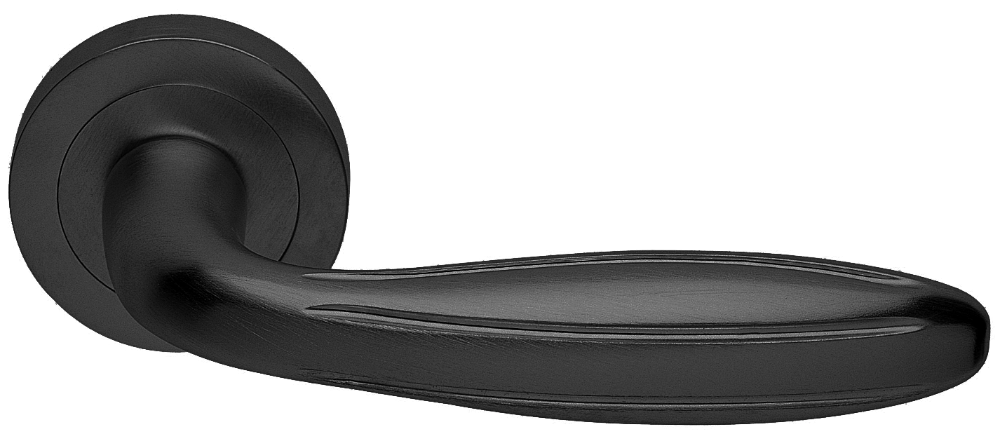 Ручка дверная BUD R2 NERO раздельная на круглой розетке, цвет черный, латунь фото купить в Туле