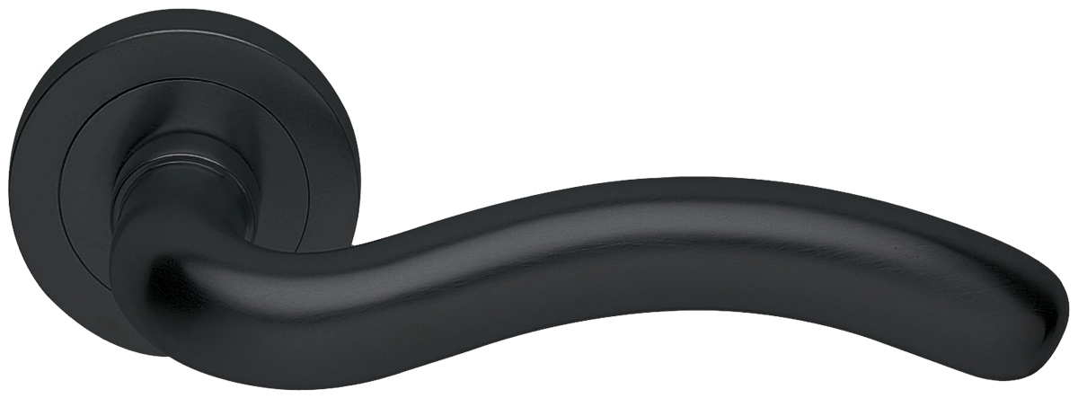 Ручка дверная SNAKE R2 NERO раздельная на круглой розетке, цвет черный, латунь фото купить в Туле