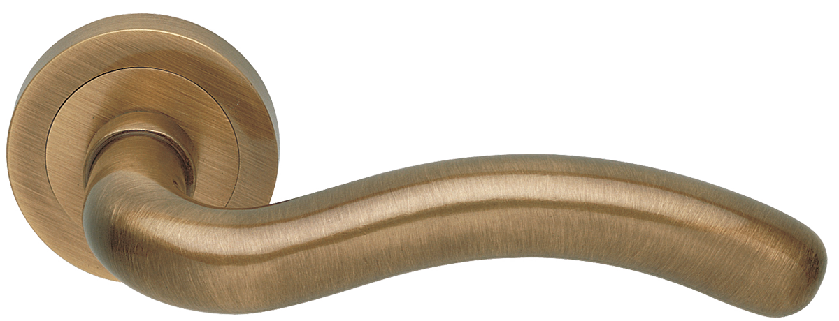 Ручка дверная SNAKE R2 BGO раздельная на круглой розетке, цвет матовая бронза, латунь фото купить в Туле