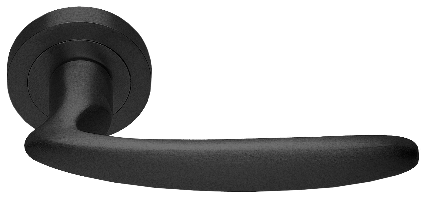 Ручка дверная FLAMINGO R2 NERO раздельная на круглой розетке, цвет черный, латунь фото купить в Туле