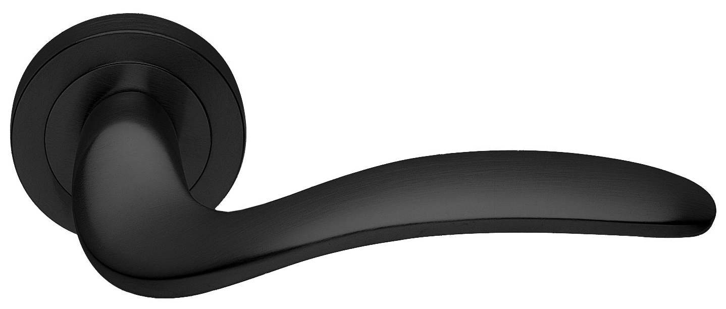 Ручка дверная COBRA R2 NERO раздельная на круглой розетке, цвет - черный фото купить в Туле