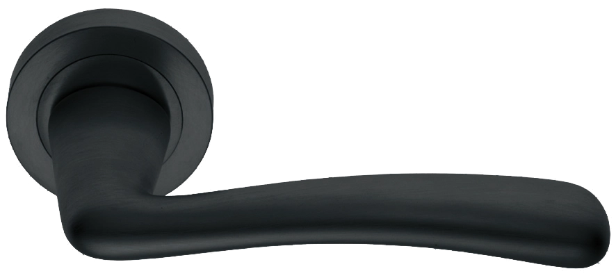 Ручка дверная COCKATOO R2 NERO раздельная на круглой розетке, цвет черный, латунь фото купить в Туле