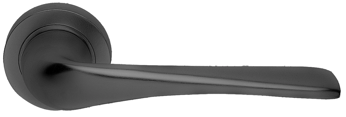 Ручка дверная LE MANS R2 NERO раздельная на круглой розетке, цвет черный, латунь фото купить в Туле