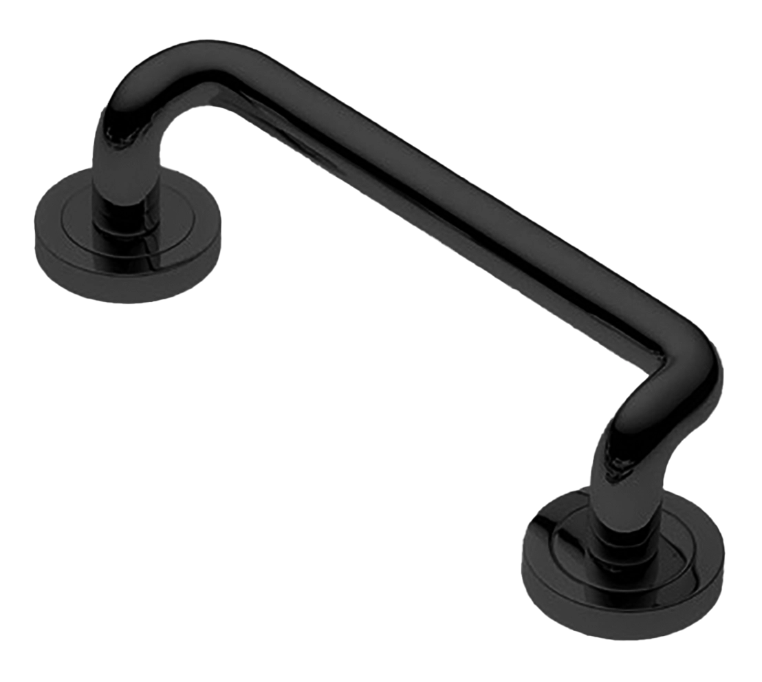 Ручка-скоба дверная SNAKE PH NERO на круглой розетке, цвет черный, латунь фото купить в Туле