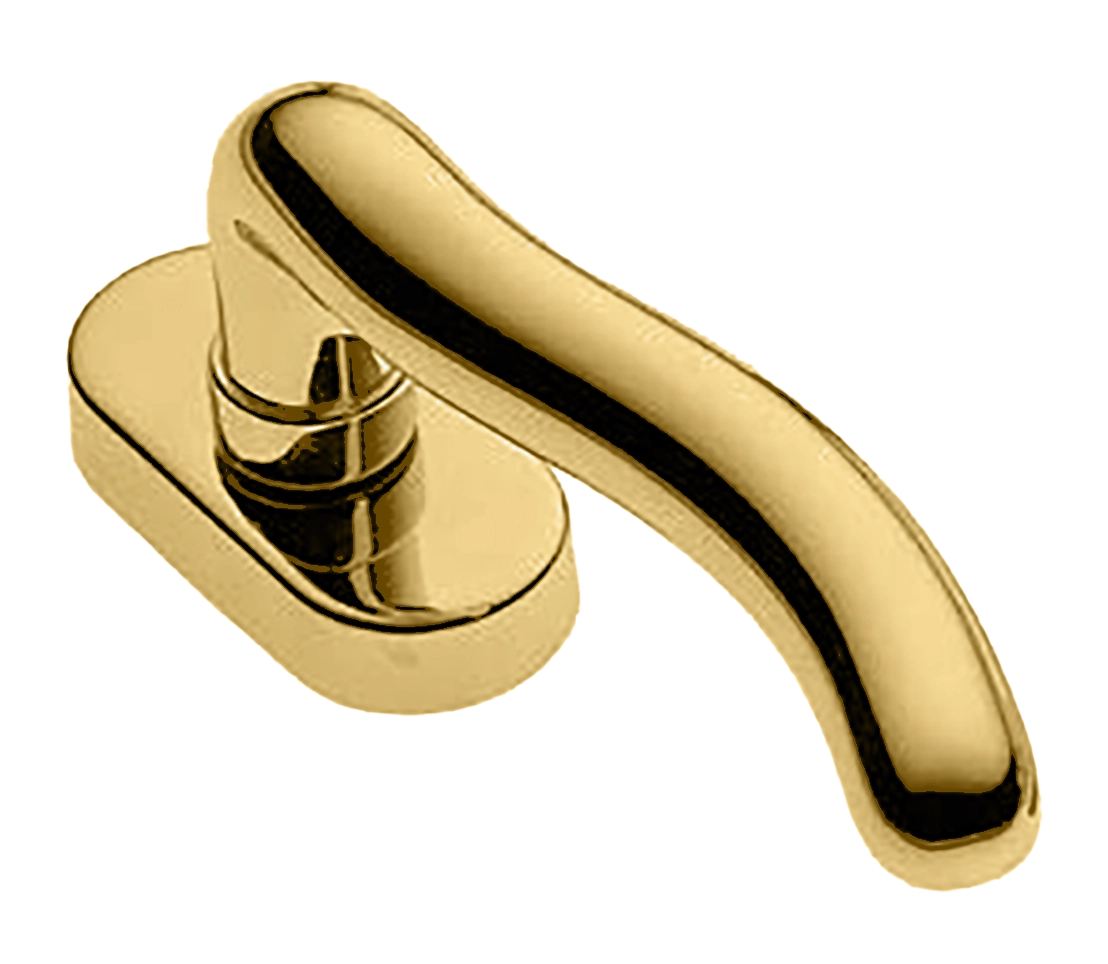 Ручка оконная SNAKE W1 OTL на прямоугольной розетке, цвет золото, латунь фото купить в Туле