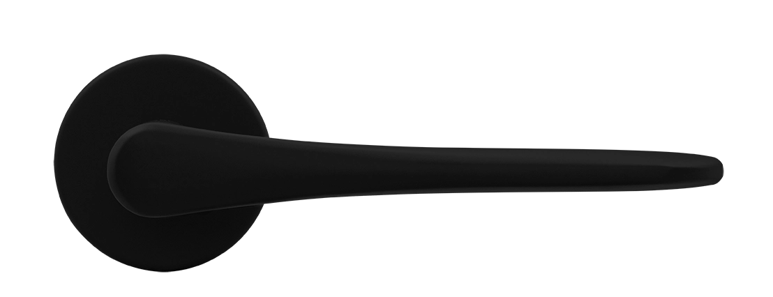 Ручка дверная AULA R5 NERO-ST на круглой розетке, цвет черный soft-touch, ЦАМ фото купить в Туле