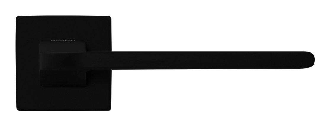 Ручка дверная SPUTNIK S5 NERO-ST на квадратной розетке, цвет черный soft-touch, ЦАМ фото фурнитура Тула