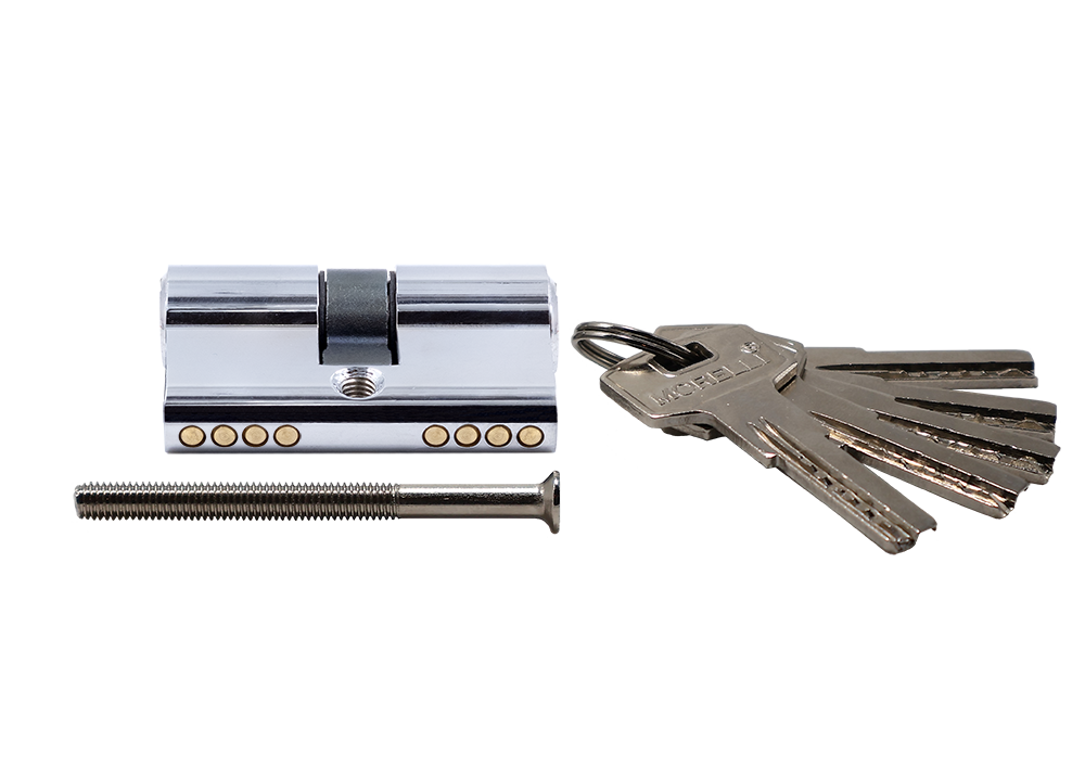 Ключевой цилиндр высокой секретности HS 50C PC (50мм), цвет хром фото купить в Туле