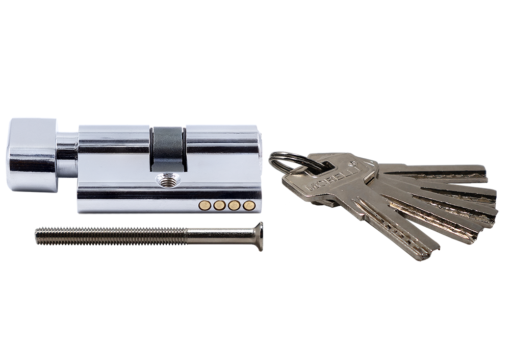 Ключевой цилиндр высокой секретности HS 50CK PC с заверткой (50мм), цвет хром фото купить в Туле