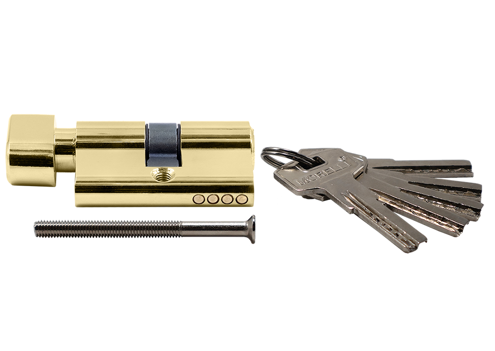 Ключевой цилиндр высокой секретности HS 50CK PG с заверткой (50мм), цвет золото фото купить в Туле