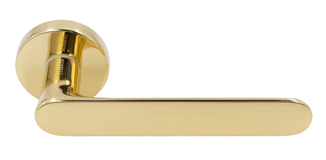 Ручка дверная LE BOAT R5 OTL раздельная на круглой розетке, цвет золото, латунь фото купить Тула