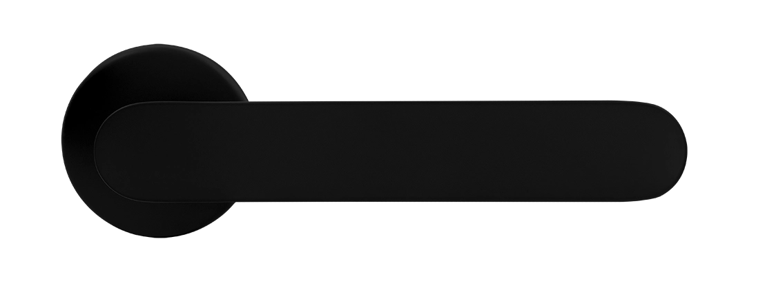 Ручка дверная LE BOAT R5 NERO-ST раздельная на круглой розетке, цвет черный soft-touch, латунь фото купить в Туле