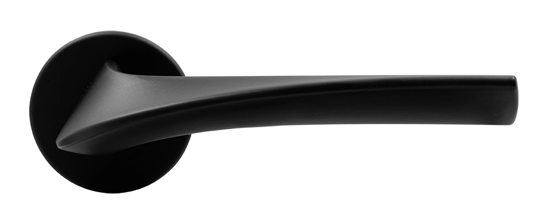 Ручка дверная COMETA R5 NERO-ST на круглой розетке цвет черный soft-touch, ЦАМ фото купить в Туле