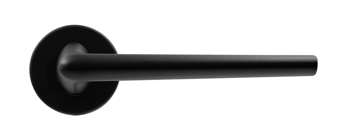 Ручка дверная THE FORCE R5 NERO-ST на круглой розетке, цвет черный soft-touch, ЦАМ фото купить в Туле