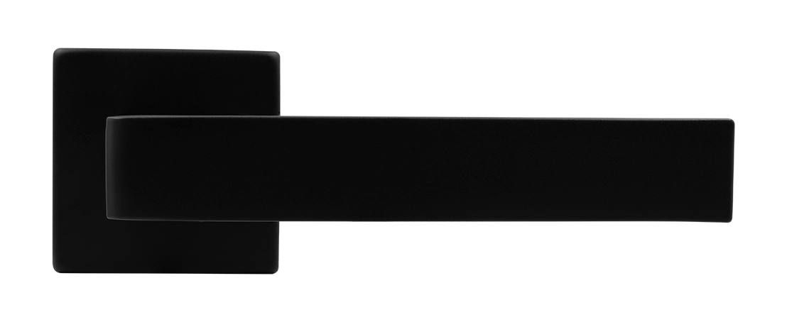 Ручка дверная HORIZONT S5 NERO-ST на квадратной розетке, цвет черный soft-touch, ЦАМ фото купить в Туле