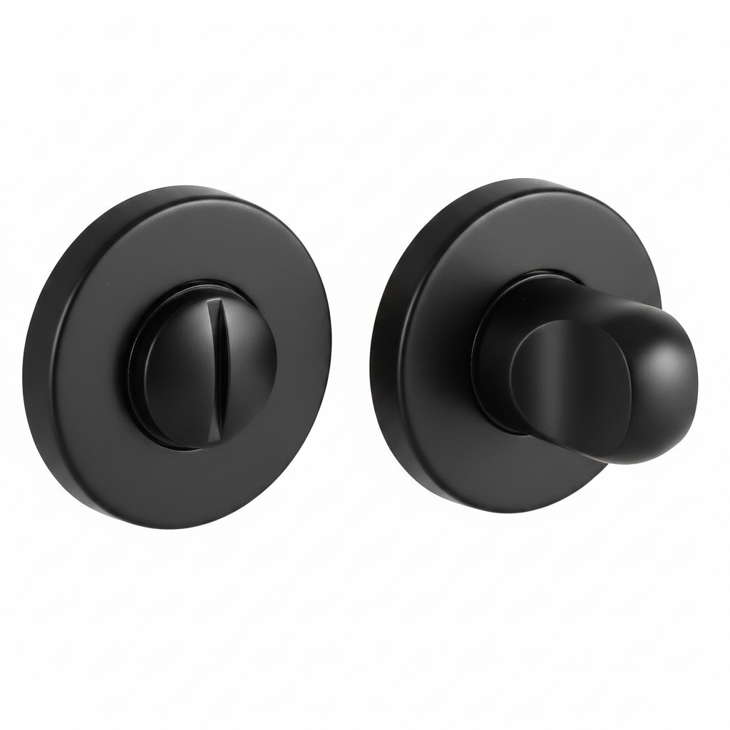 Завертка сантехническая LUX-WC-R3-E NERO-ST на круглой розетке цвет черный soft-touch, ЦАМ фото купить Тула
