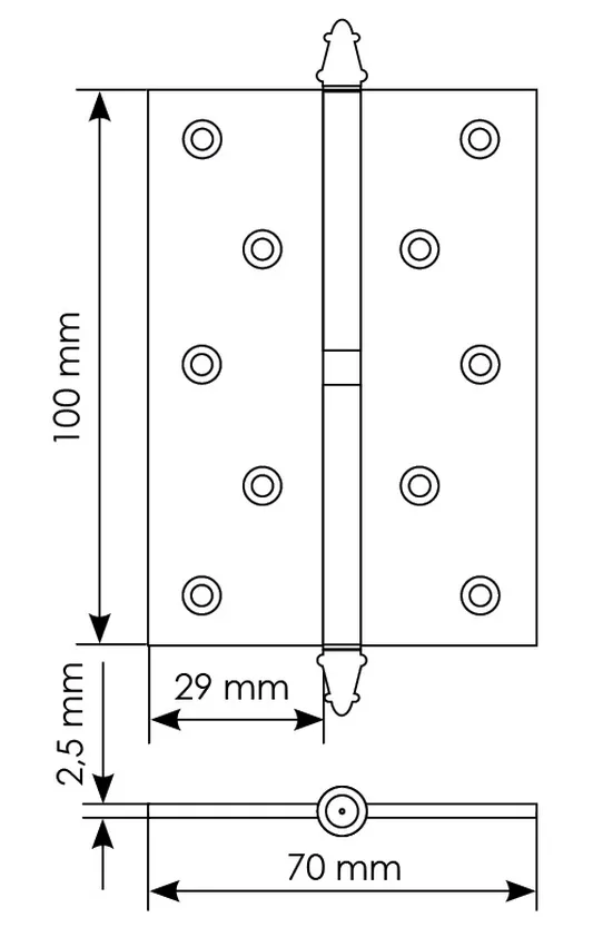 Петля карточная разъемная MSN 100X70X2.5 R COF с подшипником стальная правая, врезная, цвет кофе фото купить в Туле