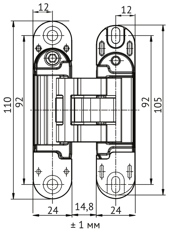 Петля скрытая HH-28 SC врезная с 3D-регулировкой вес полотна до 40 кг, цвет матовый хром фото купить в Туле