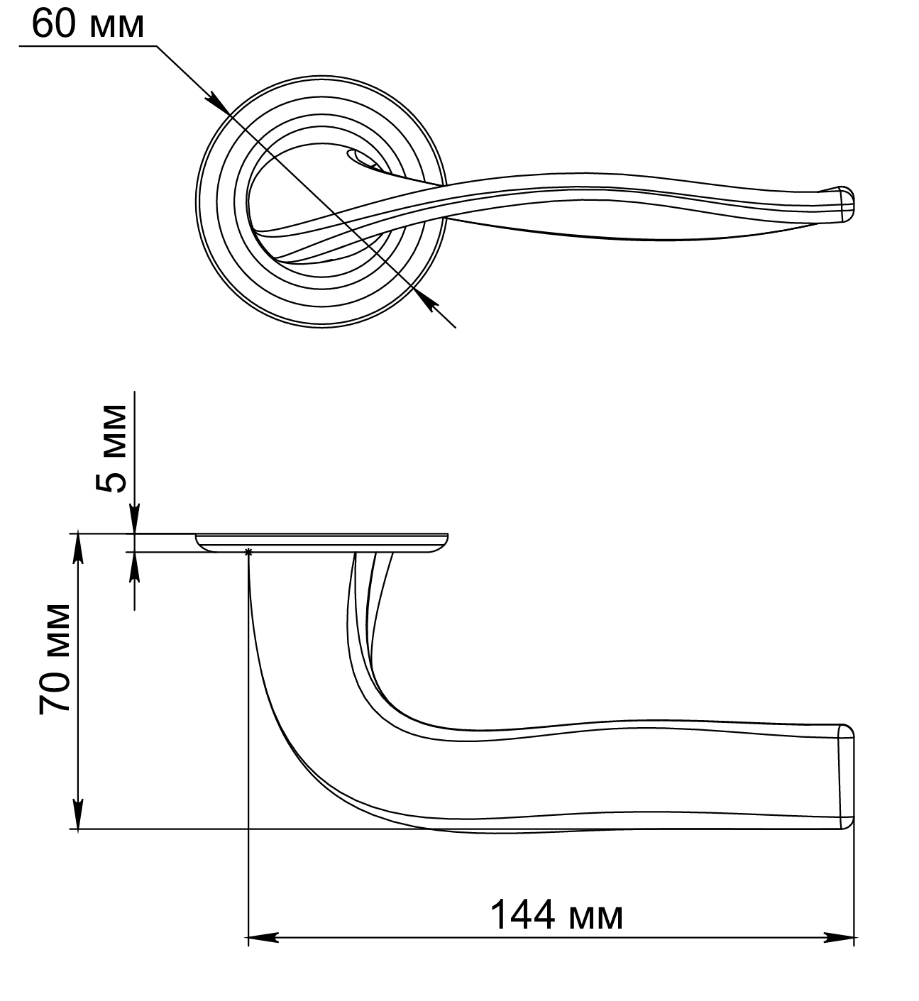 Ручка дверная SKYSCRAPER R7 SST на круглой розетке, цвет Летняя гроза/Summer Storm фото фурнитура Тула