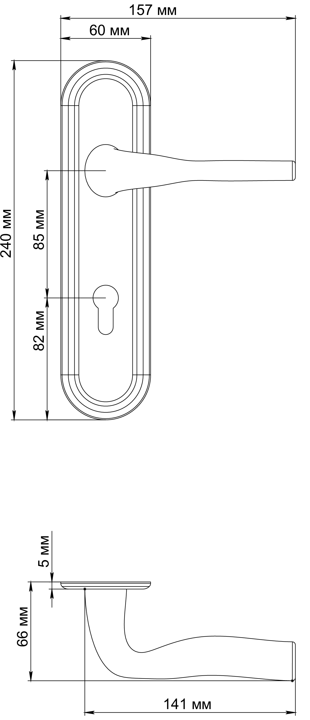 Ручка дверная LVB PLR KH AH на планке под ключевой цилиндр, цвет Осенний мёд/Autumn Honey фото купить в Туле