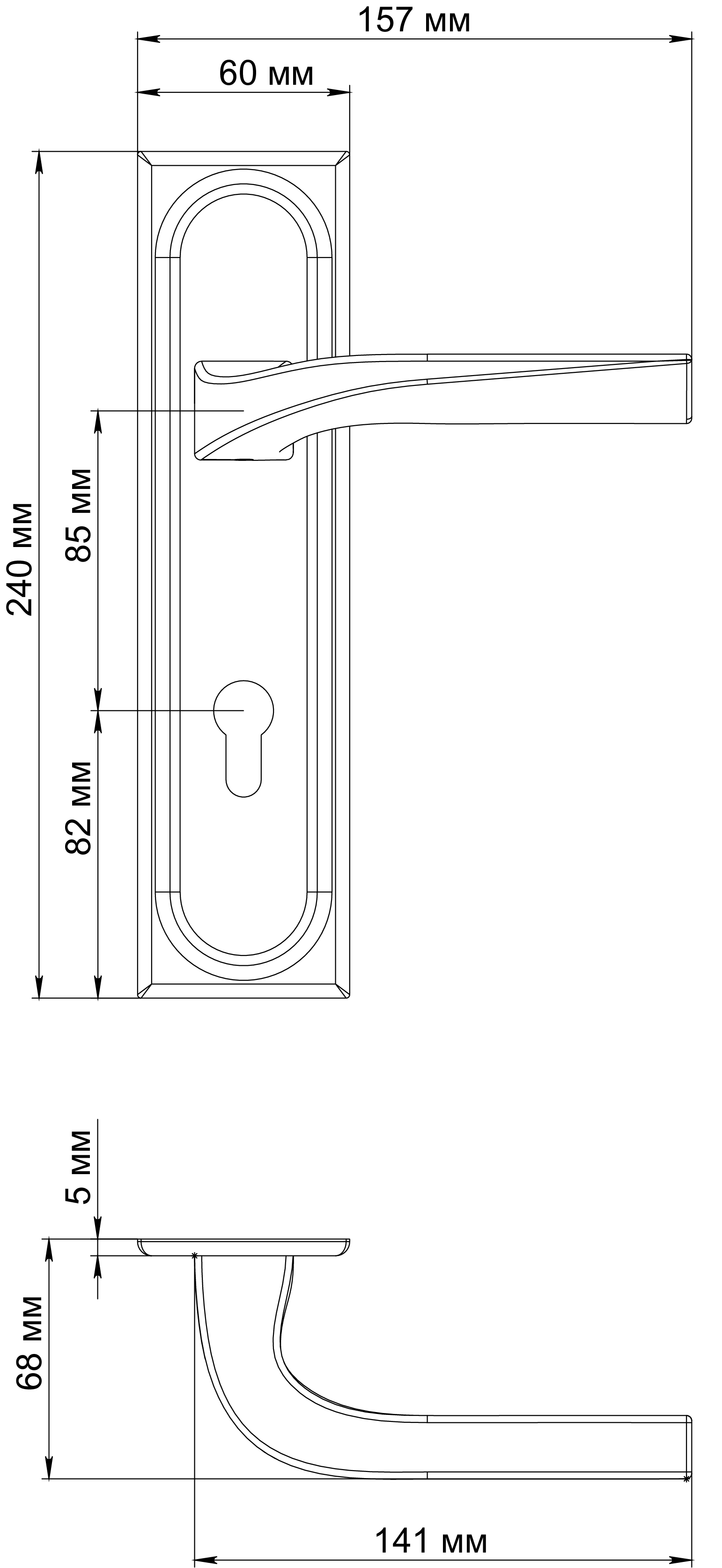 Ручка дверная WD CONCERT HALL PLS KH SSW на планке под ключевой цилиндр, цвет Стокгольмский снегопад/Stockholm Snowfall фото купить в Туле