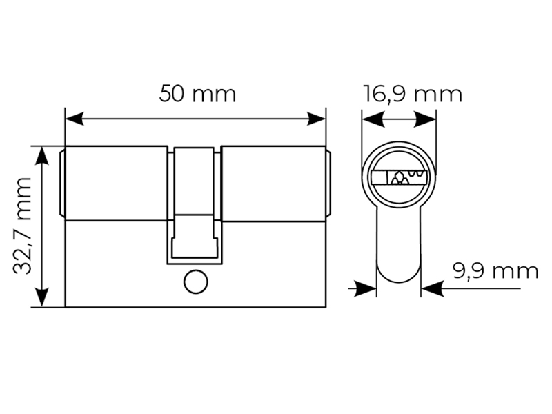 Ключевой цилиндр высокой секретности HS 50C PC (50мм), цвет хром фото фурнитура Тула