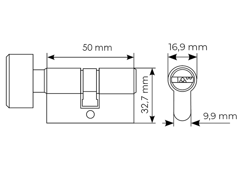 Ключевой цилиндр высокой секретности HS 50CK PC с заверткой (50мм), цвет хром фото фурнитура Тула