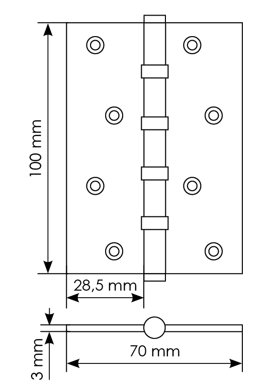 Петля карточная универсальная MBU 100X70X3-4BB COF латунь,врезная,цвет кофе фото купить в Туле