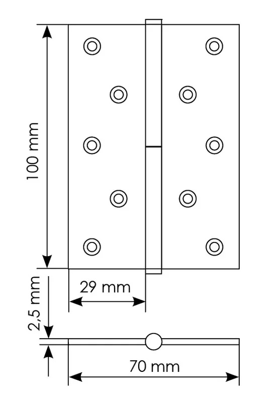 Петля разъемная карточная MSD 100X70X2.5 SG R стальная правая, врезная, цвет матовое золото фото купить в Туле