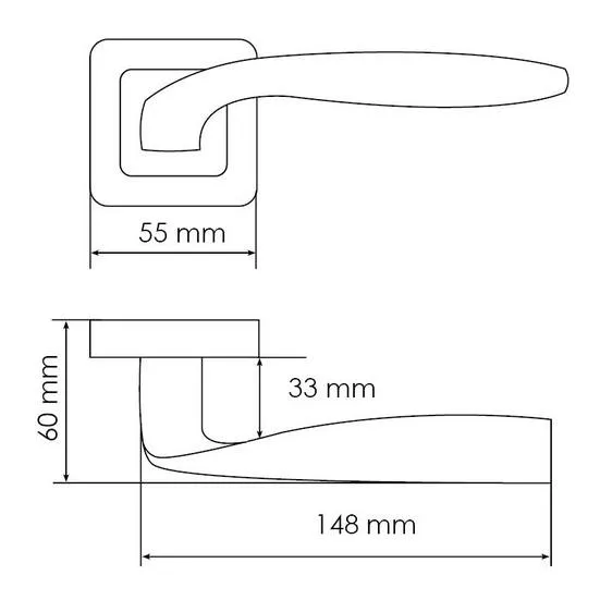 Ручка дверная SHELL MH-45 GR/CP-S55 раздельная на квадратной розетке, цвет графит/хром, ЦАМ Light фото купить в Туле