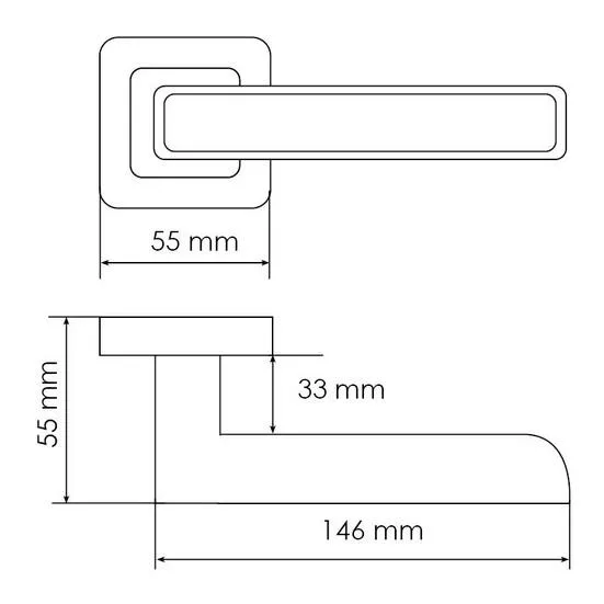 Ручка дверная FLEX MH-44 GR/CP-S55 раздельная на квадратном основании, цвет графит/хром, ЦАМ Light фото купить в Туле