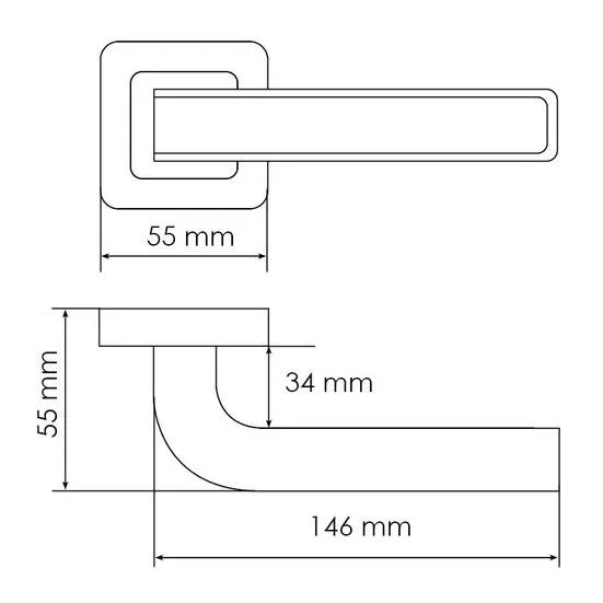 Ручка дверная EON MH-46 GR/CP-S55 раздельная на квадратной розетке, цвет графит/хром, ЦАМ Light фото фурнитура Тула