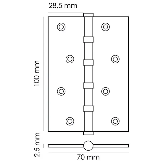 Петля карточная универсальная MS 100X70X2.5-4BB BL, врезная, цвет черный, сталь фото купить в Туле