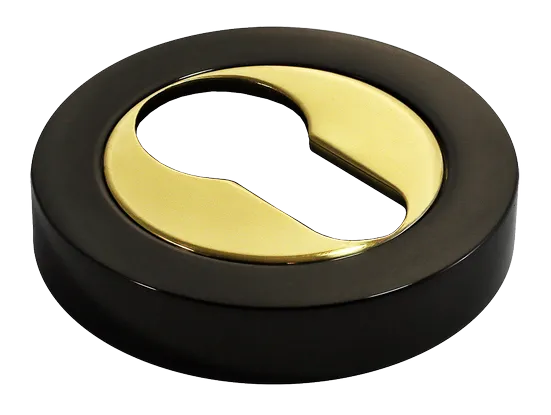 LUX-KH-R2 NNO, накладка на евроцилиндр, цвет - черный хром/золото фото купить Тула